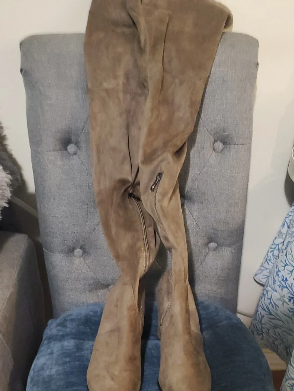 Catherine Malandrino Taupe Suede Over-the-Knee Boots